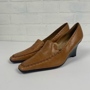 Vintage Enzo Angiolini Leather Square Toe Kitten Heel Y2K 80s Business Style 6.5